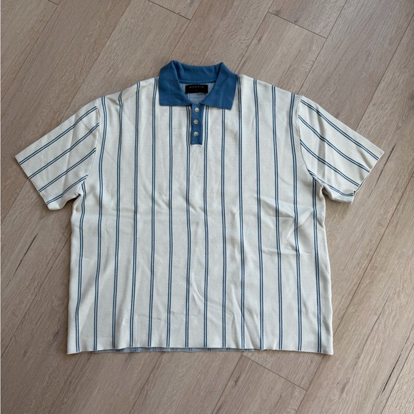 Richie Le Collection | Knit Stripe Collar SS Shirt - Picture 4 of 7